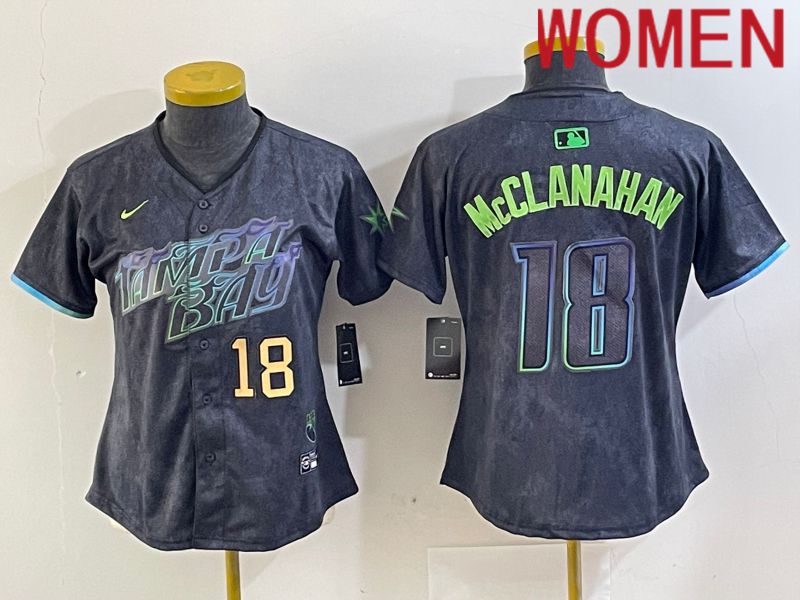 Women Tampa Bay Rays 18 Mcclanahan Nike MLB Limited City Connect Black 2024 Jersey style 2